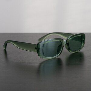 Green Retro Rectangle Sunglasses | Y2K Street Style Vibes